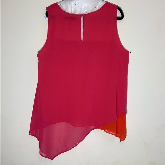 BNWT layered chiffon top, two sheer tone sheer layers, lined, asymmetrical hem - Picture 4 of 8